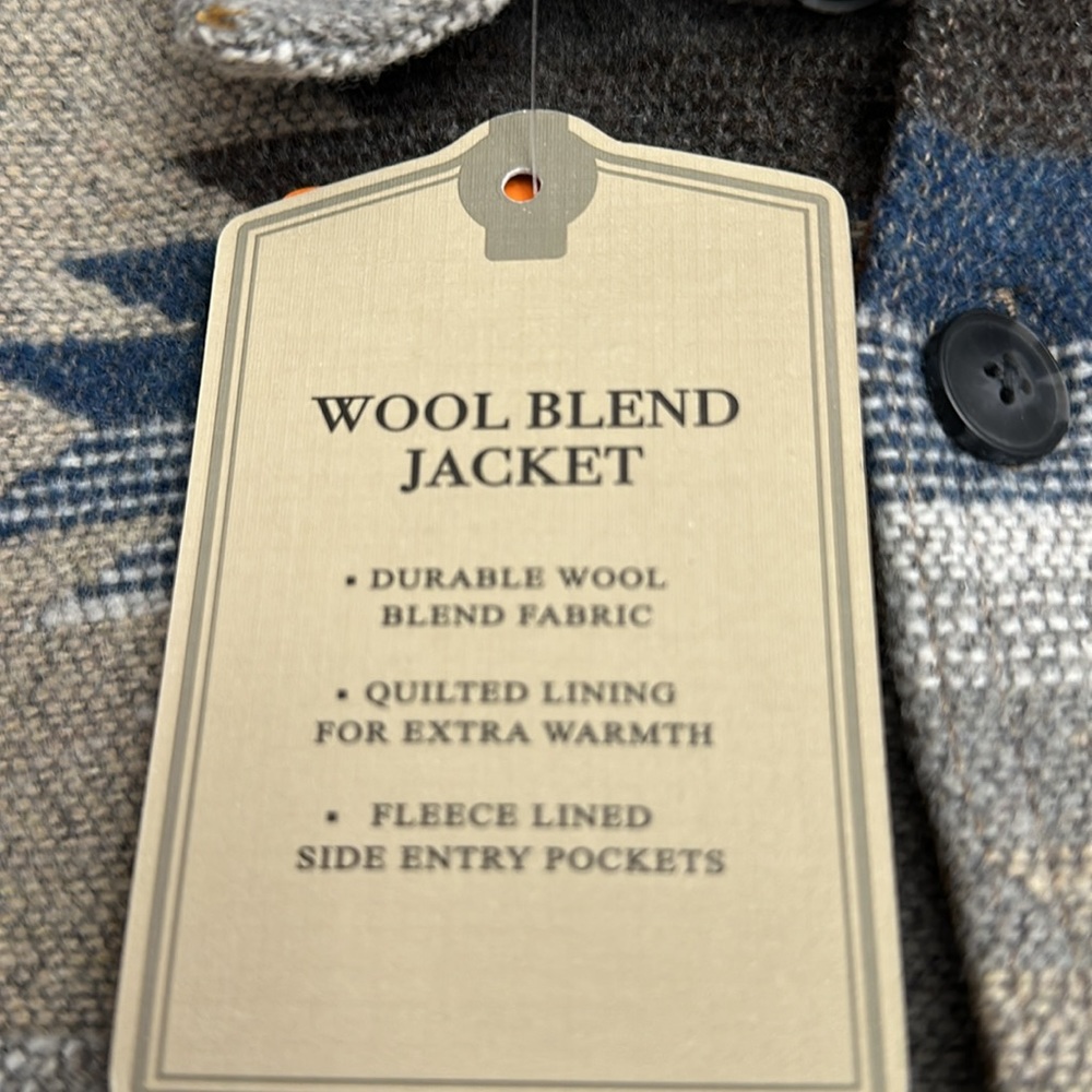 NWT Jachs Wool Blend Sherpa Lined Tan Blue Jacket Size XXL Shacket - Picture 3 of 14